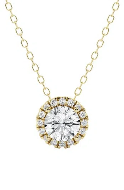 Badgley Mischka Collection Round Lab Created Diamond Halo Pendant Necklace In Gold