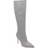 Badgley Mischka Runway Silk Stiletto Knee Boots