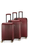 Badgley Mischka Collection Three-piece Diamond Hardside Spinner Luggage Set