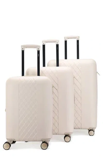 Badgley Mischka Collection Three-piece Diamond Hardside Spinner Luggage Set In Champagne
