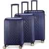 Badgley Mischka Collection Three-piece Diamond Hardside Spinner Luggage Set In Navy
