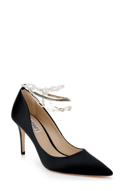 Badgley Mischka Collection Verna Chain Ankle Strap Pointed Toe Pump In Black