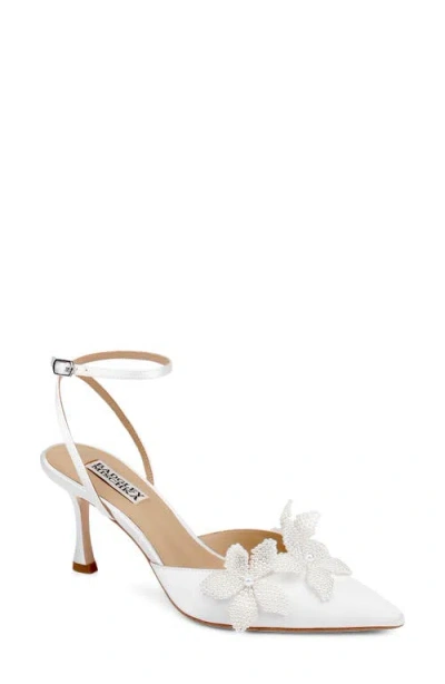 Badgley Mischka Collection Whitman Ankle Strap Pointed Toe Pump In White