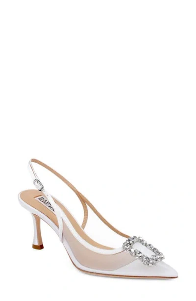Badgley Mischka Collection Yuta Pointed Toe Slingback Pump In White