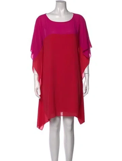 Pre-owned Badgley Mischka Colorblock Pattern Crew Neck Sweater In Pink