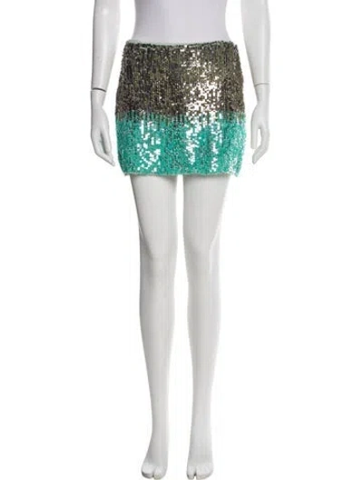Pre-owned Badgley Mischka Colorblock Pattern Mini Skirt