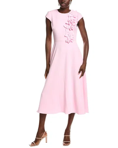 Badgley Mischka Corsage Full Skirt Midi Dress In Red