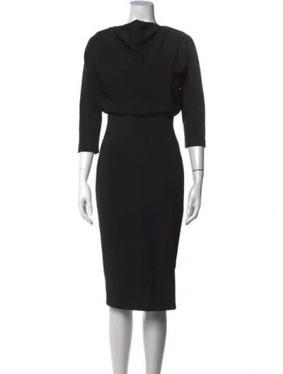 Pre-owned Badgley Mischka Cowl Neck Knee-length Dress In Black