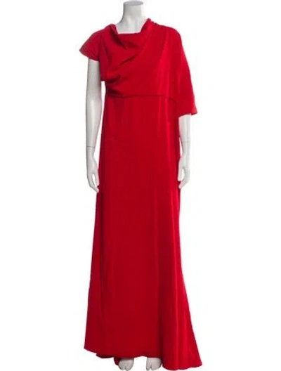 Pre-owned Badgley Mischka Cowl Neck Long Dress In Red