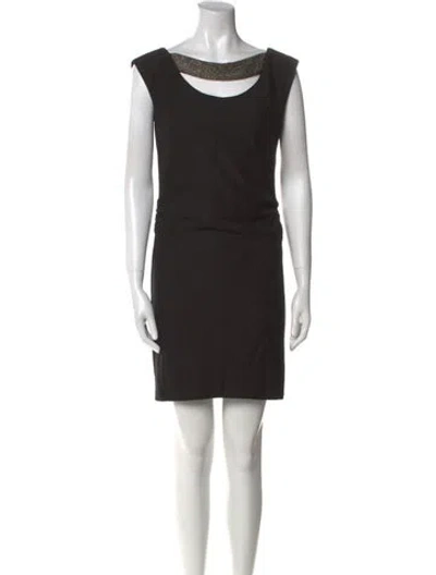 Pre-owned Badgley Mischka Cowl Neck Mini Dress In Black