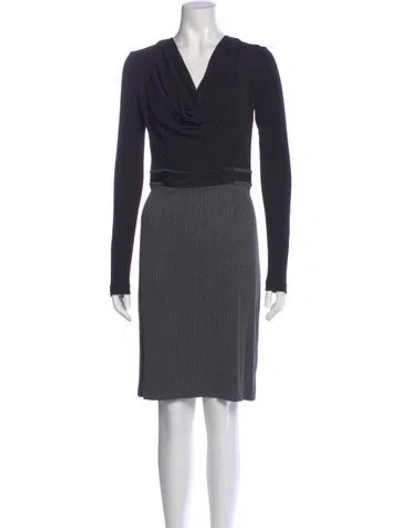 Pre-owned Badgley Mischka Cowl Neck Mini Dress In Gray
