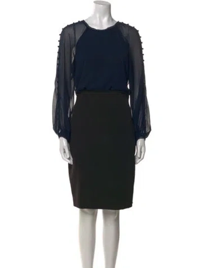 Pre-owned Badgley Mischka Crew Neck Knee-length Dress In Blue