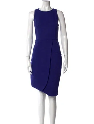 Pre-owned Badgley Mischka Crew Neck Knee-length Dress In Blue