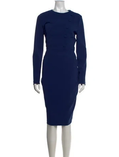 Pre-owned Badgley Mischka Crew Neck Knee-length Dress In Blue