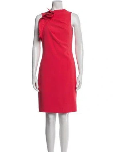 Pre-owned Badgley Mischka Crew Neck Knee-length Dress In Orange