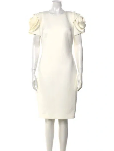 Pre-owned Badgley Mischka Crew Neck Knee-length Dress W/ Tags In White