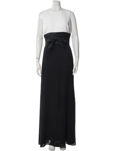 Pre-owned Badgley Mischka Crew Neck Long Dress In Black