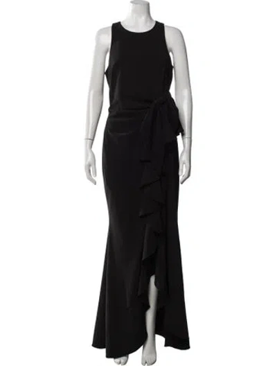 Pre-owned Badgley Mischka Crew Neck Long Dress In Black