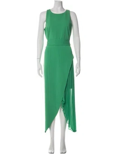 Pre-owned Badgley Mischka Crew Neck Long Dress In Green