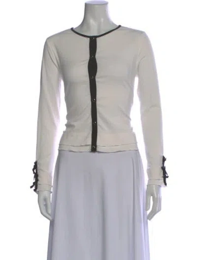 Pre-owned Badgley Mischka Crew Neck Long Sleeve Top In Gray