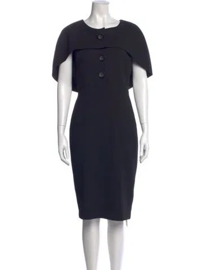Pre-owned Badgley Mischka Crew Neck Midi Length Dress In Blue