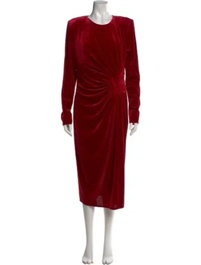 Pre-owned Badgley Mischka Crew Neck Midi Length Dress In Red
