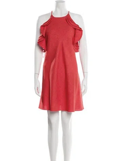 Pre-owned Badgley Mischka Crew Neck Mini Dress In Orange