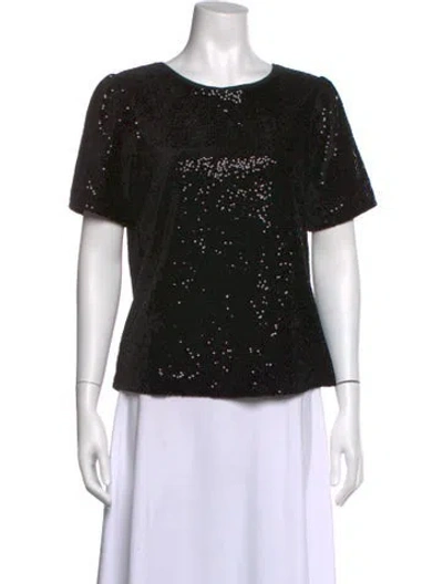 Pre-owned Badgley Mischka Crew Neck Short Sleeve Top In Black