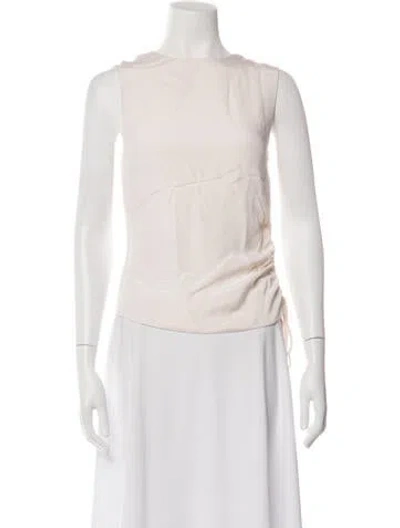 Pre-owned Badgley Mischka Crew Neck Sleeveless Blouse In Neutrals