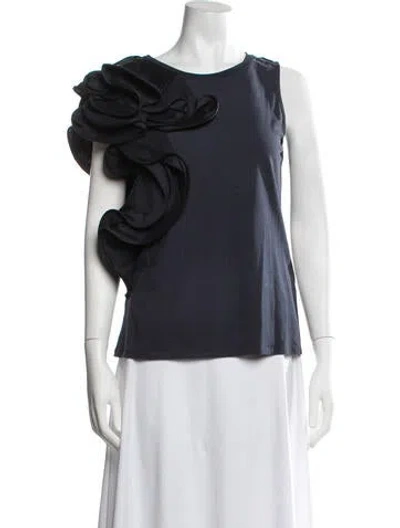 Pre-owned Badgley Mischka Crew Neck Sleeveless Top In Blue