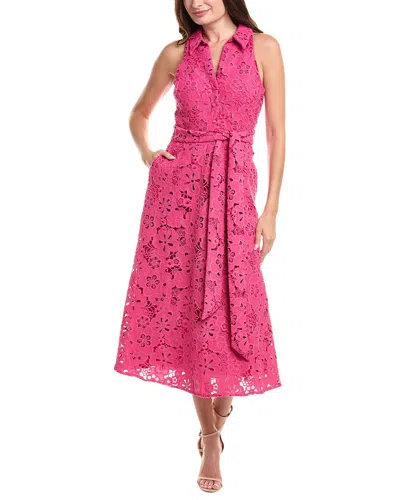 Badgley Mischka Crochet Midi Dress In Pink