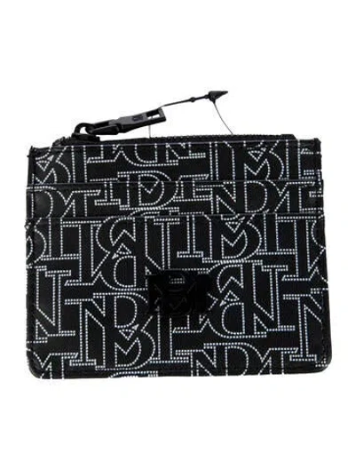 Pre-owned Badgley Mischka Crocodile Graphic Print Card Holder W/ Tags In Black