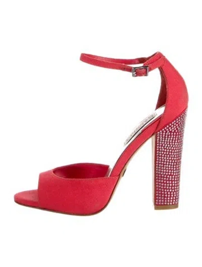 Pre-owned Badgley Mischka Crystal Embellishments D'orsay Pumps In Red