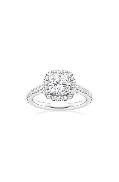 Badgley Mischka Cushion Cut Lab Created Diamond Halo Ring In White