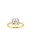 Badgley Mischka Cushion Cut Lab Created Diamond Halo Ring In Yellow Gold