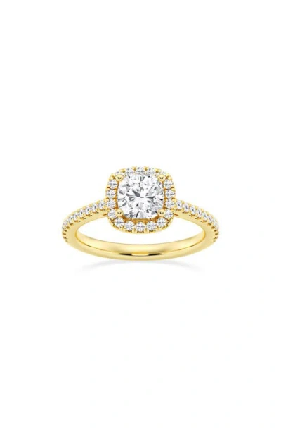 Badgley Mischka Cushion Cut Lab Created Diamond Halo Ring In Yellow Gold