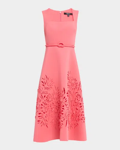Badgley Mischka Cutout Square-neck Scuba Midi Dress