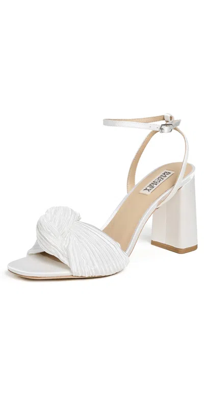 BADGLEY MISCHKA DAFNE SANDAL HEELS WHITE