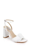 Badgley Mischka Dafne Satin Open-toe Block Heels In White