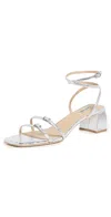 Badgley Mischka Dania Ankle-strap Buckle Leather Sandals In Silver