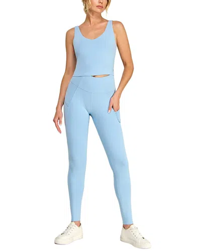 Badgley Mischka Deep V-neck Adjustable Sports Bra In Blue