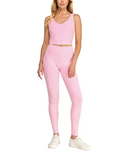 Badgley Mischka Deep V-neck Adjustable Sports Bra In Pink