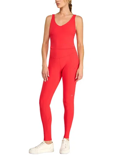Badgley Mischka Deep V-neck Adjustable Sports Bra In Red