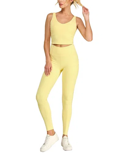 Badgley Mischka Deep V-neck Adjustable Sports Bra In Yellow