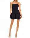 Badgley Mischka Delaney Strapless Bubble Hem Mini Dress In Black In Black