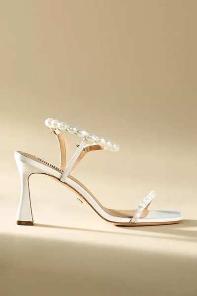 Badgley Mischka Demi Pearl Ankle-strap Heels In White