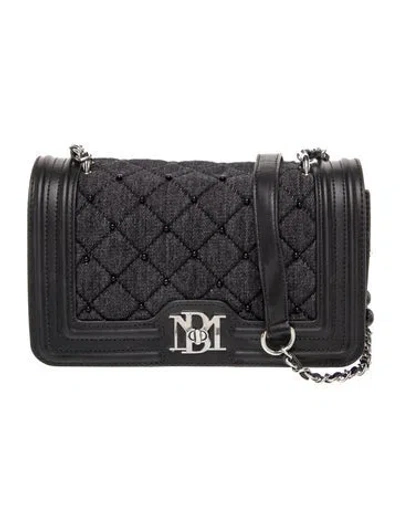Pre-owned Badgley Mischka Denim Crossbody Bag In Black