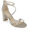 Badgley Mischka Devorah Womens Glitter Ankle Strap Block Heels In Multi