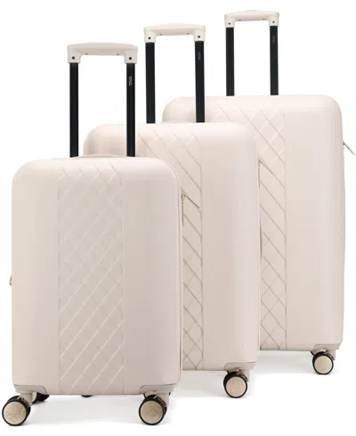 Badgley Mischka Diamond 3-piece Expandable Spinner Luggage Set In Champagne