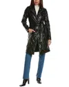 Badgley Mischka Diamond Embossed Trench Coat In Black